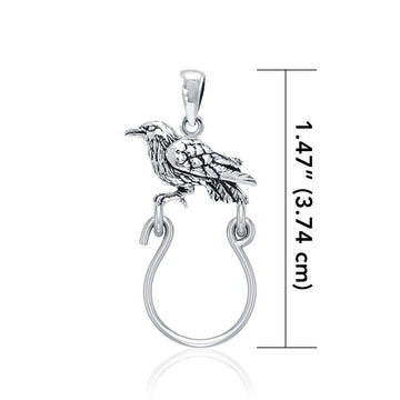 Mythical Raven Silver Charm Holder Pendant TPD5081 - Jewelry